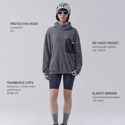 Unisex THERMOLITE® All Season Thermal Hoodie 190g Ultralight Breathable Fleece Mid Layer with Thumbholes & Zip Pocket