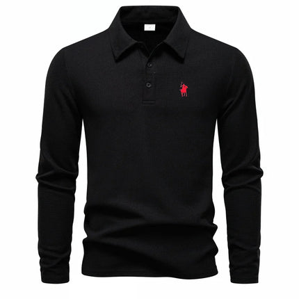 High-end fashion polo shirt, embroidered, long-sleeved, men's clothing, new autumn collection, comfortable and breathable, casual brand T-shirt