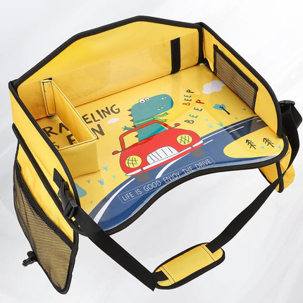 Kids Travel Tray Storage Pocket Waterproof Toy Painting Board Portable Safety Seat Folding Table Painting Board Vehicle-mounted