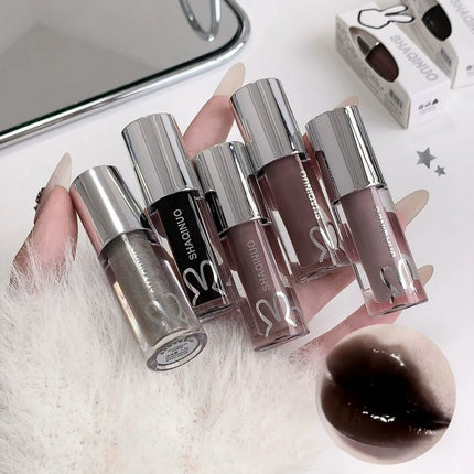 NEW Water Glazed Mirror Lip Gloss Makeup Crystal Nude Jelly Moisturizing Lip Glaze Long Lasting Black Liquid Lipstick Cosmetics
