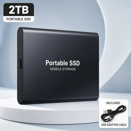 1TB External Hard Drive Portable SSD USB 3.1 Type-C Fast Transfer Shockproof for Laptop Mac PC Home Office Use
