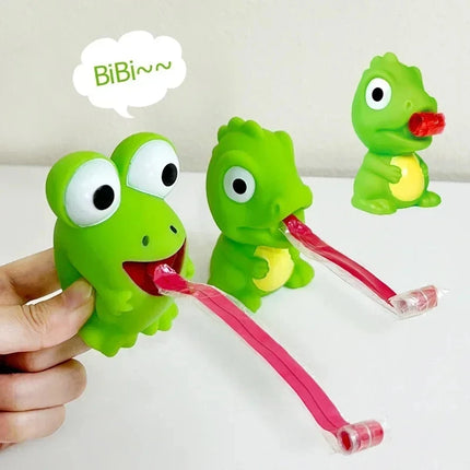 Novelty Frog Dinosaur Tongue Out Squeeze Toys Funny Sensory Fidget Stress Relief Toys for Office Home Teens Adults Cat Fun Gifts