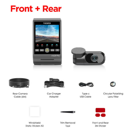 VIOFO A229 PRO Dashcam Front and Rear 4K+2K HDR Dual Dash Cam with Sony STARVIS 2 Sensors Super Night Vision Voice Control