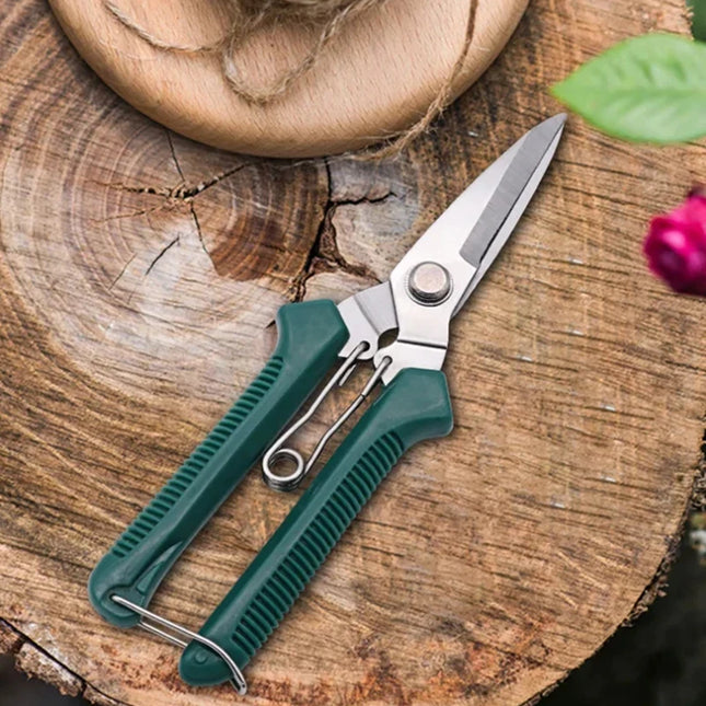 Non-slip Grip Stainless Steel Straight Head Garden Shears Practical Manual Scissors for Outdoor Plants and Bonsai Trimming