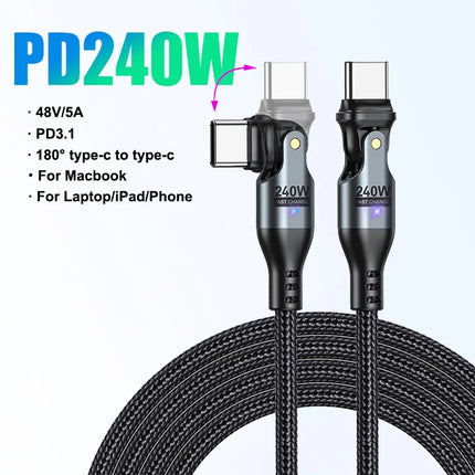 AUFU 240W USB C to USB Type C Cable for MacBook Pro Quick Charge 3.1 PD Fast Charging Cable for Samsung Xiaomi POCO Charge Cable