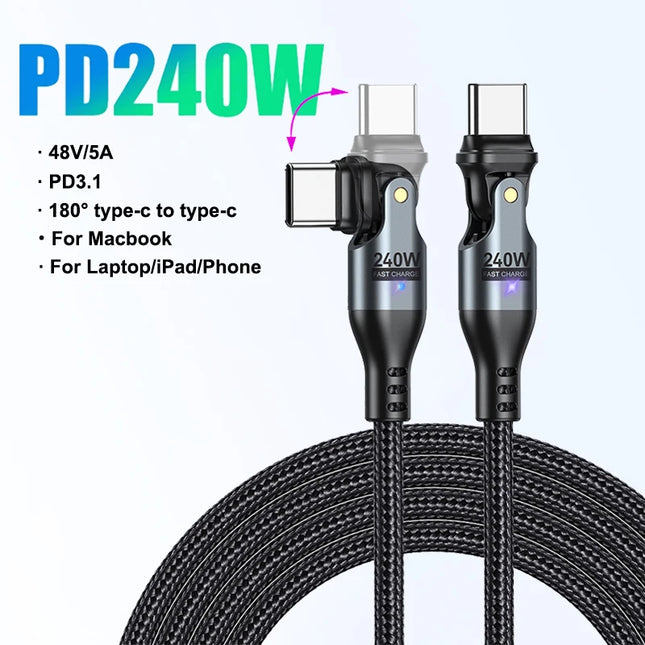 AUFU 240W USB C to USB Type C Cable for MacBook Pro Quick Charge 3.1 PD Fast Charging Cable for Samsung Xiaomi POCO Charge Cable
