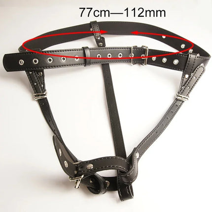 DSM Chastity Forced Orgasm Belt For Vibrator,Leather Bondage Strap-on Harness,Strapon Magic Wand Massager,Sex Toys For Women
