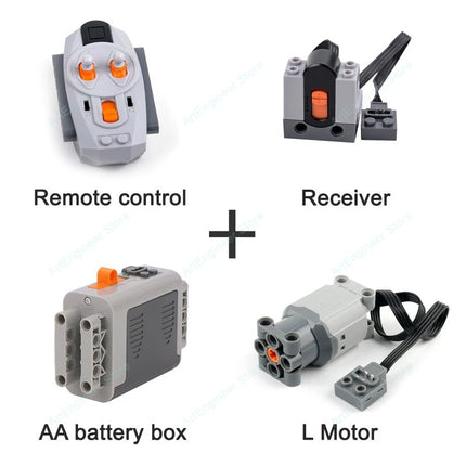 Power Functions Building Kit Motor Servo Set with Battery Box Remote Control for DIY Technical Train Model Compatible Bricks