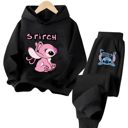Manga Children Hoodies Stitch Kawaii Pullover Sweatshirt Anime Trucksuit Manga Cartoons Girls Boy Kids Autumn Casual Clothes