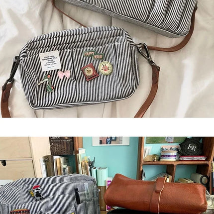 Large Capacity Canvas Storage Bag Simple Design For High School Students Multi-Layer Pencil Case And Bag For Boys And Girls