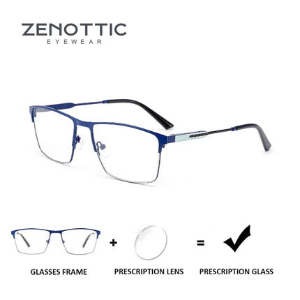 ZENOTTIC Stylish Metal Eyebrow Prescription Glasses for Men Square Photochromic/Myopia Optical Eyeglasses Progressive Eyewear