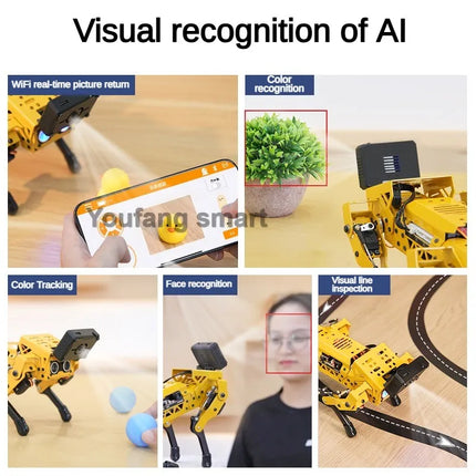ESP32 Quadruped Visual Bionic Metal Robot Dog For Arduino Robot Kit for Python AI Project for Graphical Programmable Robot Dog