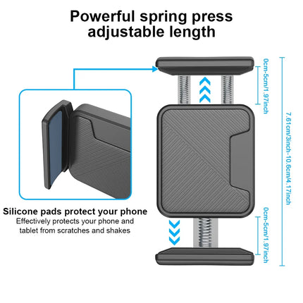 Dual Phone Tripod Stand 1.6M Adjustable with Clip for Live Video Recording Portable Floor Holder Support 2 Phone Simultaneously
