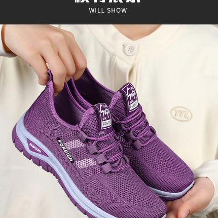 Women Casual Sports Shoes Breathable Lightweight Sneakers Anti-slip Flats Outdoor Running Walking Shoes Female Vulcanized Shoes