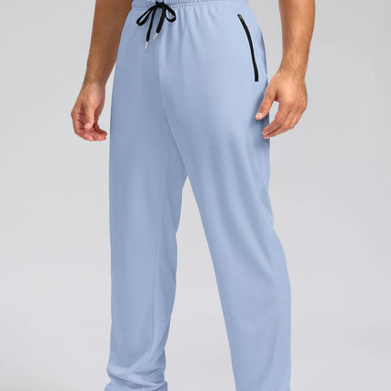 Men's Lightweight Mesh Athletic Pants Quick Dry Sports Joggers Zipper Pockets Running Gym Daily Wear Comfortable Fit