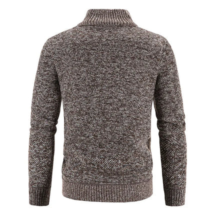 Men's Thickened Woolen Cardigan Coat Zipper Collar Knitted Sweater Autumn Winter New Style Fashion Urban Youth Casual Knitwear