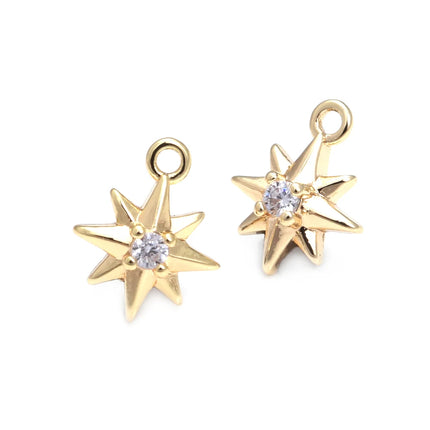 18K Gold Color Brass  Zircon Star Charms Pendants Jewelry Necklaces Earrings Bracelets Making Supplies Diy Findings Accessories