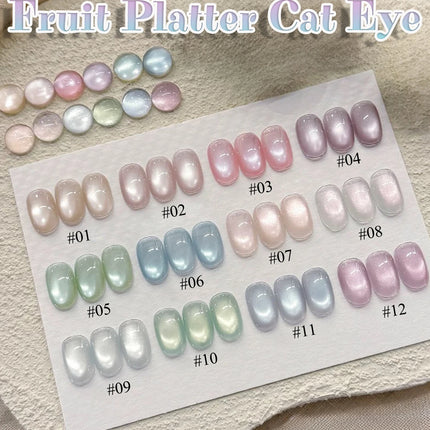 1-12pcs PSK New Whitening Strawberry Cat Eye Gel Nail Polish 2026 Super Glitter Whitening Red Glass Bead Nail Art Pink Nails