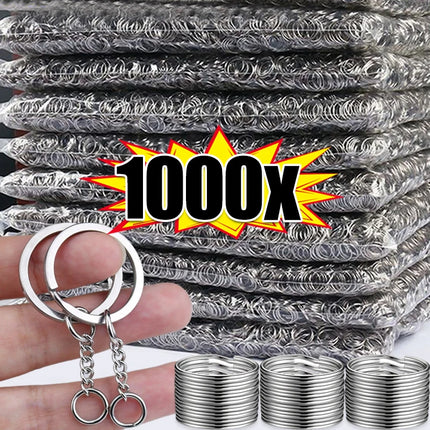 50-1000pcs Metal Blank Keyring Keychain Split Rings Keyfob Keyring Lobster Clasp Keychain Key Pendant Ring Stainless Steel Rings