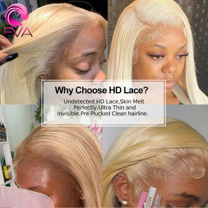 Eva Hair Invisible HD Lace #613 Hair 13x6/13x4 HD Lace Frontal Only 5x5 HD Lace Closures Straight & Body Wave #613 Human Hair