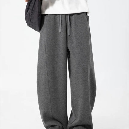 Split-seam Textured Casual Pants for Men Oversized Curved-leg Trousers Draping Relaxed Fit American-Style Athletic Sweatpants