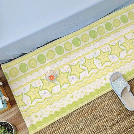 VIKAMA Fair Isle Dessert Pudding Plush Rug, Girly Bedroom Bedside Mat & Bay Window Cushion, Non-Slip & Easy to Clean, Home Decor