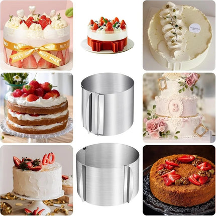 Stainless Steel 6-20cm Adjustable Telescopic Mousse Ring Circle Mold Rustproof With Scale Round Cake Rings Reusable Baking Tool