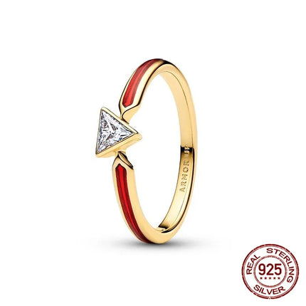 925 Sterling Silver Sun And Moon Crown Love Princess Zircon Oxide Enamel Heart Love Rings Fashion Jewelry For Women Gifts New in