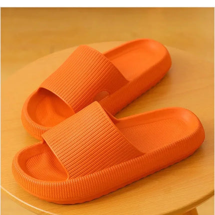 EVA Thick Sole 4cm Bathroom Slippers Cloud-Like Comfort Home Use Couple Height Increasing Indoor Solid Color Summer Sandals