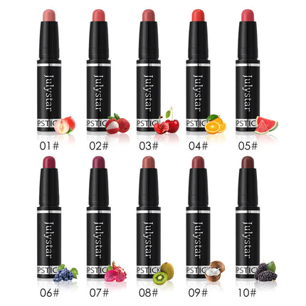 Julystar Nude Brown Matte Lipstick Pen Waterproof Lasting Non-Stick Cup Velvet Fruit Lipstick Lip Tint Pencil Makeup Lip Stain