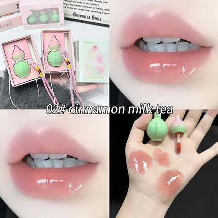 Cute Zucchini Jelly Lip Gloss Mirror Watery Gloss Liquid Lipstick Hydrating Lasting Moisturizing Tender Pink Student Lips Makeup
