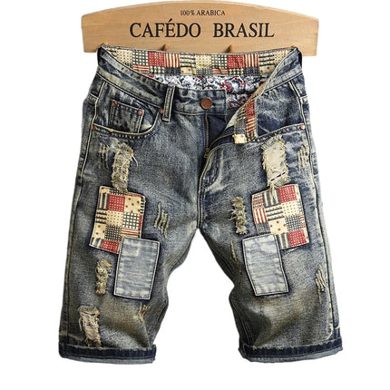 Summer Blue Men's Ripped Jeans Shorts, Fashion Casual Denim Shorts Asian Size 28-36 38 40 Male Slacks, 2025 New