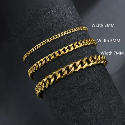 Trendy Cuban Chain Bracelet 3/5/7mm Width Classic Stainless Steel Bracelet for Men Women Jewelry Party Gift