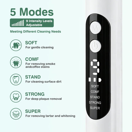 Electric Tooth Cleaner Ultrasonic Dental Scaler With 5 LED Light Plaque Calculus Tartar Remover Oral Care Teeth Cleaning Tools