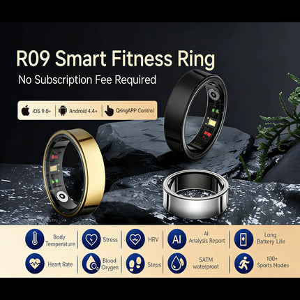 Amovan Smart Ring Premium Temperature Remote Control Sports Sleep Health Fitness Fasion Ring for Samsung iOS Phone for Woman Man