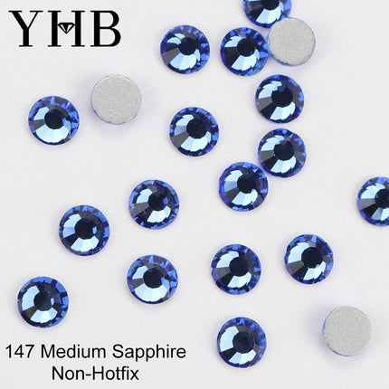 YHB 134-174 Glitter Cold Fixation Flat Back Non-Hotfix Rhinestone For Bags Nails Fabric Garment Decoration Jewelry Accessories