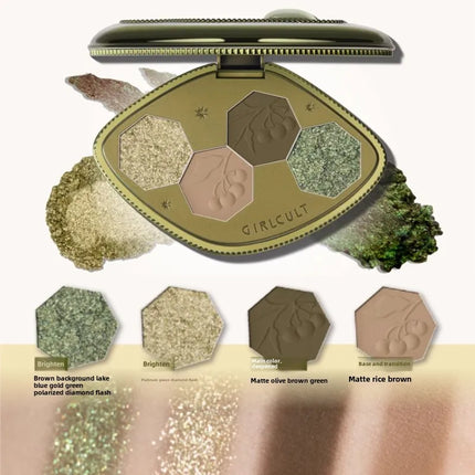 Girlcult compendium Eyeshadow 4 Color Chameleon Smoke Shimmer Glitter Eyeshadow Highly Pigmented Eye Palette Natural Colors