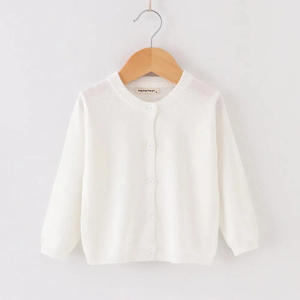 Kids Cardigans for Girls 90-140cm Sweater White Black Toddler Baby Boy Knitwear Jacket Spring Autumn Cotton Children Clothing
