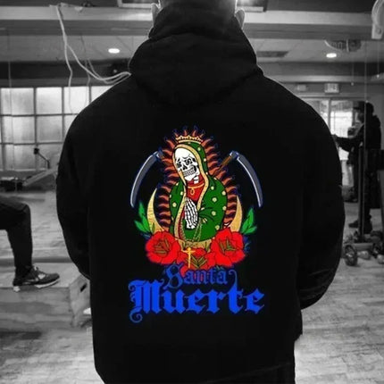 2025 unisex high-quality Santa Claus death hooded sweatshirt, trendy and fashionable, versatile vintage classic sportswear.
