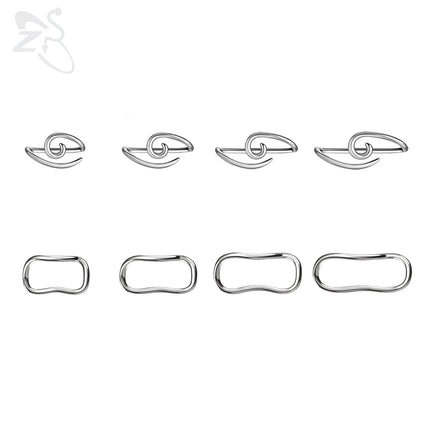 ZS 1PC 16G 925 Silver Inner Hook Outer Hook Eyebrow Ring Spiral Bridge Nose Stud Helix Earring Gold Color Cartilage Piercing