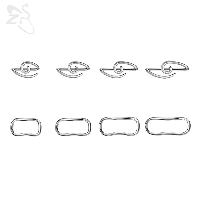 ZS 1PC 16G 925 Silver Inner Hook Outer Hook Eyebrow Ring Spiral Bridge Nose Stud Helix Earring Gold Color Cartilage Piercing
