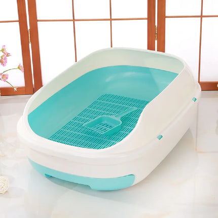 Semi-Enclosed Double-Layer Drawer Cat Litter Box, Large Grid Toilet for Active Cats, Anti-Tracking Odor Control Easy Clean