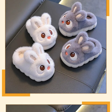 2024 New Cute Rabbit Children's Cartoon Winter Slippers Comfortable Warm House Shoes Boys Girls Indoor Home Fluffy Slippers
