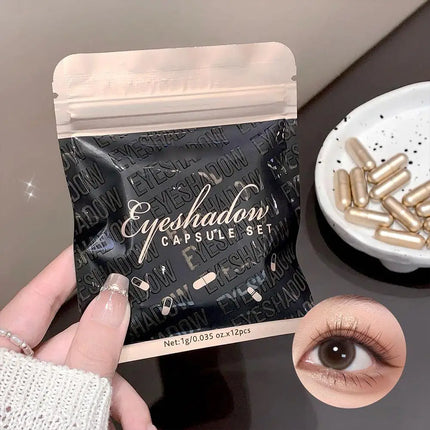 12colors Matte Eyeshadow MAGIC CASA Capsule Eye Set High-gloss Silkworm Small Golden Bean Not Easy To Smudge Brand Eye Makeup