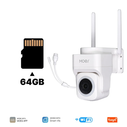 MOES 3MP Smart Security Camera with Tuya WiFi, Wireless/Wired RJ45, IP65 Waterproof, Motion Tracking & Full Color Night Vision
