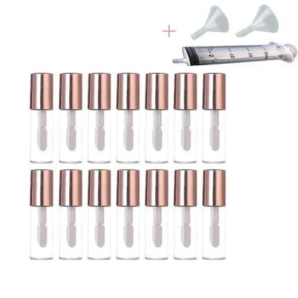 50/100pcs Empty Lip Gloss Tubes, Transparent Mini Fillable Lipstick Transfers for Lip Sample Travel DIY Makeup (1.2ml,Rose Gold)