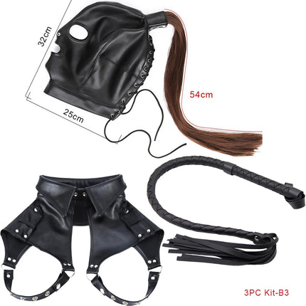 Adult Supplies Alternative Hood Wig Anonymous Mask RolePlay Stage Props Bondage Lingerie Spanking Snake Whip Sexy Toys For Women