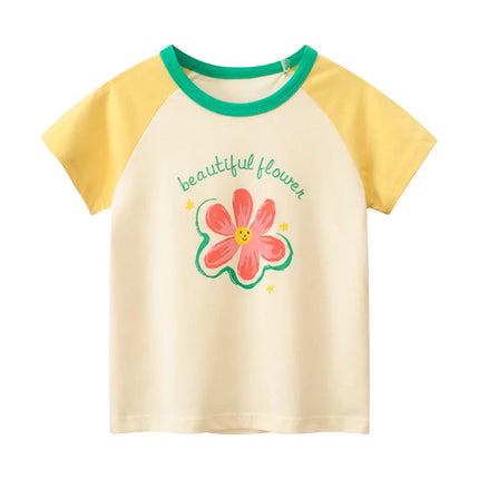 2025 Summer 2-8 Years Kids Girl Shorts Sleeve T-shirts Printed Little Girl Top Baby Girl T Shirts Children Toddler Girl Clothes