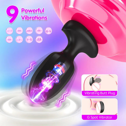 Anal Plug Vibrators Sex Toys - APP Remote Control Prostate Massager with 9 Intense Vibration Modes, Female Wearable G Spot