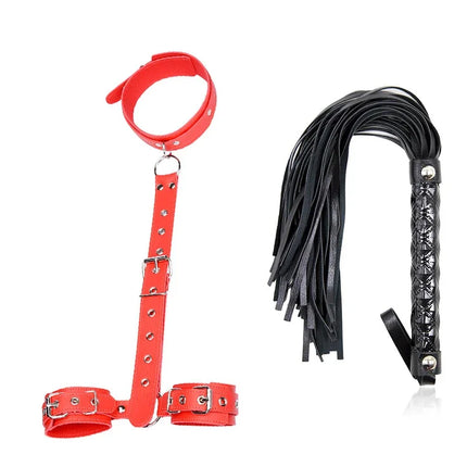 Bondage Restraint Kit Neck Collar Handcuff Whip Binding Rope Erotic Game Supplies for Adults